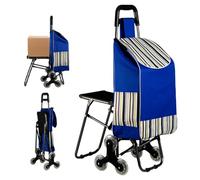 Utaxuper Chariot de courses avec siège 3 roulettes multifonction - Chariot lourd - Montant les escaliers - Poignée ergonomique - Pour faire du shopping, tirer - Charge quotidienne (bleu)