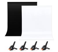UTEBIT Fond Photo Blanc et Noir, 2 * 3M Toile de Fond de Studio Professionnel en Polyester Mat Noir Blanc 2-en-1 pour Photographie Portrait Objet, Vidéo, Diffusion en Direct