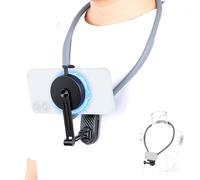 UTEBIT Magnetic Cell Phone Neck Holder, Réglable à 360 degrés Support Téléphone Magnétique Pliable à volonté Tour de Cou Telephone with GoPro/DJI /Insta360/ iPhone/Android (Grey)