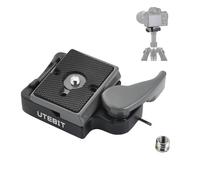 UTEBIT Plateau Rapide Tête de Trépied, Plaque à Dégagement Rapide | Plaque de Fixation Rapide avec Adaptateur 1/4'' à 3/8'', Compatible avec Manfrotto 200PL-14, pour Appareil Photo, Trépied