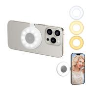 UTEBIT Ring Light Telephone Magnétique Anneau Lumineux avec 3 Couleurs et 2 Niveaux de luminosité Ajustables,Mini Lumiere Video LED Rechargeable & Portable pour Les appels vidéo et Le Maquillage sel