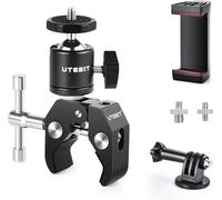 UTEBIT Super Pince avec Bras Magique, Super Clamp avec Rotule 360° | Support Caméra Pince avec Filetage 1/4" et 3/8", avec Adaptateur GoPro, pour Appareil Photo, Téléphone, Moniteur et Lumière