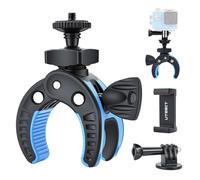 UTEBIT Support Camera Capacité de Charge 1,5 kg Camera 360 Moto Ouverture Max 45 mm Vélo Handlebar Mounts Inclus 1/4'' Vis Und GoPro Adaptateur pour Caméras d'action Appareils Photo Noir+Bleu