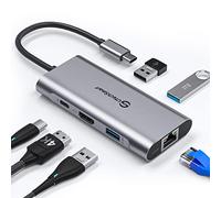UtechSmart Hub 6 en 1 Adaptateur USB C vers HDMI avec Ethernet 1000 m, Charge Pd de Type C, 3 Ports USB 3.0 Compatible avec MacBook Pro, Chromebook, XP et appareils USB C