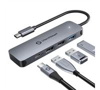 UtechSmart Hub USB 3.0 à 4 ports, adaptateur USB ultra fin pour ordinateur portable, transfert de données rapide 5 Gbit/s, répartiteur USB 3.0 pour Dell, HP, MacBook (gris)