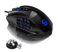 UtechSmart Souris laser de jeu MMO 16400 DPI pour PC, précision élevée, 18 boutons programmables| cartouche de poids réglable| 12 boutons latéraux|5 profils d'utilisateurs programmables
