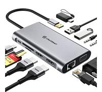 UtechSmart Station d'accueil USB 11 en 1 USB C Triple écran USB 3.0 pour Ordinateur Portable avec Double HDMI, VGA, PD, Ethernet, SD/TF, USB 3.0, Micro/Audio, Compatible avec MacBook M1 Dell, HP,