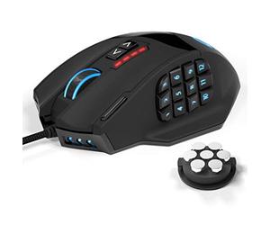 UtechSmart Venus Souris Laser de Jeu MMO,Souris Gaming RVB, 50 à 16400 DPI précision élevée, 18 Boutons programmables, Cartouche de Poids réglable, 5 profils d’utilisateurs programmable