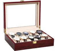 Uten 10 Grilles En Bois BoîTier De Montre En Verre Couvercle De La BoîTe Organisateur Montre Cadeau BoîTe Montre PièCes