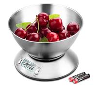 Uten Balance de Cuisine,Balance de Cuisine Electronique avec Bol 2L Amovible,écran LCD Échelle en Acier Inoxydable Charge maximale de 5 kg