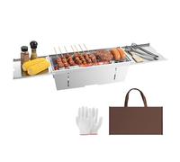 Uten Barbecue au charbon de bois, barbecue pliable portable en acier inoxydable avec plaques à condiments pliables, léger et résistant à la chaleur, barbecue fumoir pour camping, pique-nique, barbecue