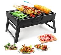Uten Barbecue au charbon de bois, barbecue pliable, portable, léger, barbecue pour petit bureau, barbecue d'extérieur pour camping, pique-nique, jardin, plage, fête, 43,2 x 29,6 x 6,6 cm