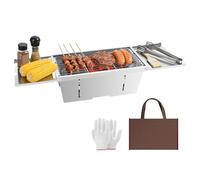 Uten Barbecue Pliable Portable, Barbecue au Charbon de bois en Acier Inoxydable, avec sac de rangement et gants, idéal pour le jardin, la plage, camping, randonnée, pique-niques et voyages