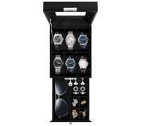 Uten Boite a Montre, 24 Emplacements Écrin à Montres en Cuir Boite Rangement Montre avec Couvercle en Verre pour Homme Femme