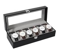 Uten Boite a Montre, 6 Emplacements Écrin à Montres en Cuir Boite Rangement Montre avec Couvercle en Verre pour Homme Femme