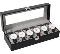 Uten Boite à Montre Coffret Rangement,Boîte Présentoir Montres avec 6 Compartiments,avec Couvercle En Verre