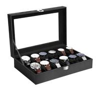 Uten Boîte à Montres, 12 Compartiments, Écrin à Montres pour Hommes, Boîte de Rangement avec Coussin Amovible