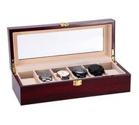 UTEN Boîte à Montres 6 Compartiments avec Coussins Amovibles, Coffret de Rangement et Présentoir pour Montres