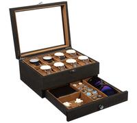 Uten Boîte à Montres à 8 Compartiments,Présentoir à Montres,2 Niveaux Coffret à Montres en Bois,Coussinets Coton De Soie