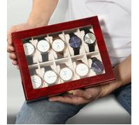 Uten Boîte à Montres avec 10 Compartiments, Écrin à Montres,Boîte de Rangement pour Montres avec Coussin Amovible
