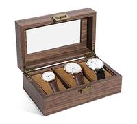 Uten Boîte à Montres avec 3 Compartiments, Boîte de Rangement pour Montres avec Couvercle en Verre Boîte de Présentation Multifonctionnelle pour Hommes et Femmes