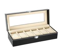 Uten Boîte à Montres avec 6 Fentes, Écrin à Montres en PU, Étui de Collection de Montre, Rangement pour Organisateu Montres en Noir