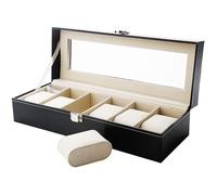 Uten Boîte à Montres/Écrin à Montres/Coffret à Montres/Présentoir à Montres/Boîte à Bijoux, en Cuir Synthétique Noir 6
