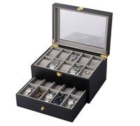 Uten Boîte De Rangement Pour Montres avec 20 Grilles,Boîte à Montres Boîte Rangement Montre pour Homme Femme,Noir