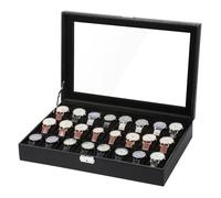 Uten Boîte Montres Présentoir à Montre En Cuir,24 Emplacements Écrin à Montres En Cuir Boite Rangement Montre,Noir