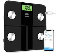 Uten Chargement USB Pèse Personne, Balance Pèse-personne Bluetooth Numérique, Analyseur de Composition Corporelle, écran Rétroéclairé par LED, 180 kg （Noir）