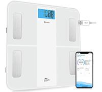 Uten Chargement USB Pèse Personne, Balance Pèse-personne Bluetooth Numérique, Analyseur de Composition Corporelle, écran Rétroéclairé par LED, 180 kg （Blanc）