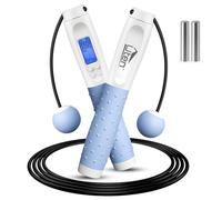 Uten Corde à Sauter, Corde a Sauter Sport avec Compteur de Calories Jump Rope sans Fil Numérique Réglable pour Fitness, Perte de Graisse, Gym, Blanc et Bleu
