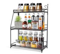 Uten Étagère à épices, Présentoir à épices à 3 étages, Etagère de Rangement Pliable, Porte-épices pour Pots dans la Cuisine, le Placard, Salle de Bain