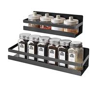 Uten Etagère Cuisine Magnétique, 2 Pièces Étagère à Épices Aimantée, Étagère Magnétique Pour Réfrigérateur, Etagere a Epices Murale pour Réfrigérateur et Surfaces Métalliques - Noir