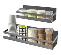 Uten Etagère Cuisine Magnétique, 2 Pièces Étagère à Épices Aimantée, Étagère Magnétique Pour Réfrigérateur, Etagere a Epices Murale pour Réfrigérateur et Surfaces Métalliques - Gris