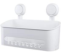 Uten Étagère de Douche Étagère Murale à Ventouse Sans Perçage Étagère de Douche Panier de Douche Auto-adhésif Étagère de Cuisine en Plastique Réutilisable pour Salle de Bain, Cuisine, Salon