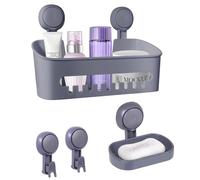 Uten Étagère Douche, 4Pcs Panier de Douche Ventouse et Porte-savon et Crochet à Ventouse Lot Sans Perçage Étagère de Douche Auto-adhésif Étagère de Organisateur de Rangement