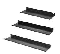 Uten Etagere Noire Murale Metal, Lot de 3 Étagère Murale Flottante,Longueur 40/35/30 cm, pour Cuisine, Salon, Salle de Bain,Chambre, Grau mit silbernen Adern
