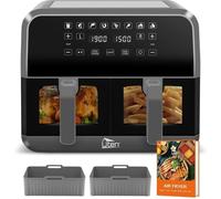 UTEN Friteuse à Air Sans Huile 8L,Air Fryer 2 Compartiments - 1700 W - 8 Programmes,Fenêtre Transparente,Température Réglable