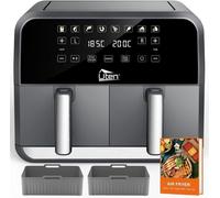 UTEN Friteuse à Air Sans Huile 8L,Friteuse sans huile 2 cuves de 4L,1700W,8 En 1 avec SYNC FINISH,114 Recettes,Ecran Numérique