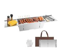 Uten Grill portable au charbon de bois, acier inoxydable, Avec plateau à condiments pliable, Idéal pour le camping, les pique-niques et les barbecues