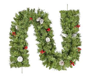 Uten Guirlande de Noël, 2.7m/8.8ft Guirlandes des Fêtes avec Pommes de Pin, Baies Rouges pour Cheminée, Escaliers, Porte, Décoration Couronne de Fêtes
