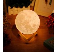 Uten Lampe Lune 3D, Veilleuse LED Lampe Décorative avec Interrupteur Tactile Rechargeable Lampe de Nuit pour Chambre Salon Café Cadeau Anniversaire Noël 15cm