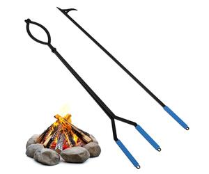Uten L'ensemble de Pinces à feu, Comprend Un tisonnier de 39.4"/100cm & Pince à feu de 37.6"/99.5cm, Accessoires de cheminée Robustes et de Grande Taille, Outils indispensables près de la cheminée