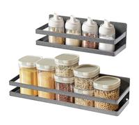 Uten Lot de 2 étagères magnétiques pour épices - Amovibles - Sans perçage - Pour l'organisation et le rangement de pots à épices et bouteilles d'assaisonnement - Noir