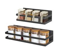 Uten Lot de 2 étagères magnétiques puissantes à fixer au mur sans perçage, pour armoire, réfrigérateur, économie d'espace, organisation de cuisine, noir