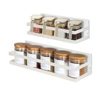 Uten Lot de 2 étagères magnétiques puissantes, étagère à épices murale sans perçage, pour armoire, réfrigérateur, économie d'espace, organisation de cuisine, texture blanche