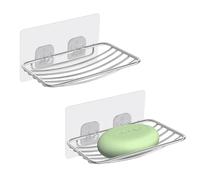 Uten Lot de 2 Porte-Savon en Acier Inoxydable 304, sans perçage, Support Mural Ovale pour Savon et éponge pour Salle de Bain et Cuisine