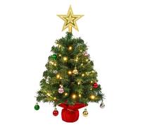 UTEN Mini Sapin De Noël Artificiel De Table 60cm,Mini Sapin Noël Lumineux avec 50 LED,Etoiles et 28 Boules De Noël