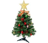 Uten Petit Sapin de Noel, 60 cm Mini Sapin Noel Lumineux, avec 20 Boules Noël, 6 Groupes Baies Rouges, 6 Pommes Pine, Etoile, Nœuds et 50 LED Guirlandes Lumineuses pour Décoration Noël